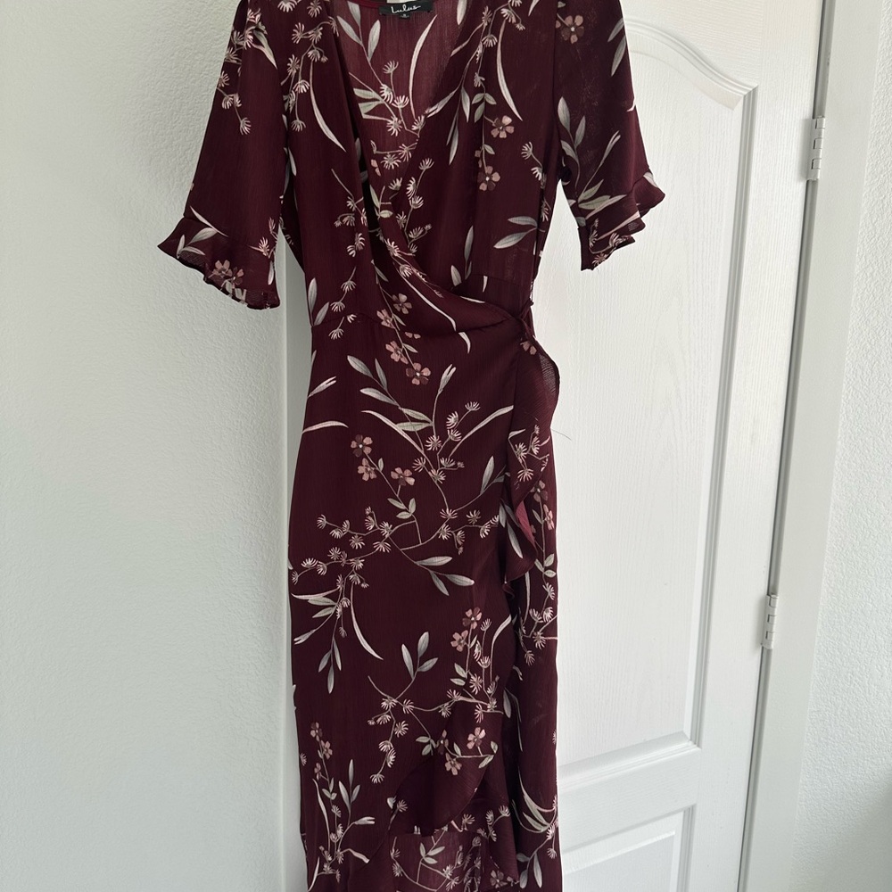 Lulu's Red Maxi Wrap Dress with Flutter Sleeves